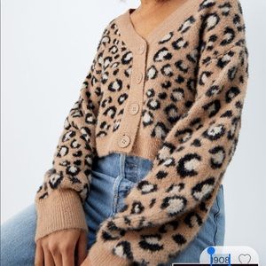 LA hearts leopard fuzzy cardigan